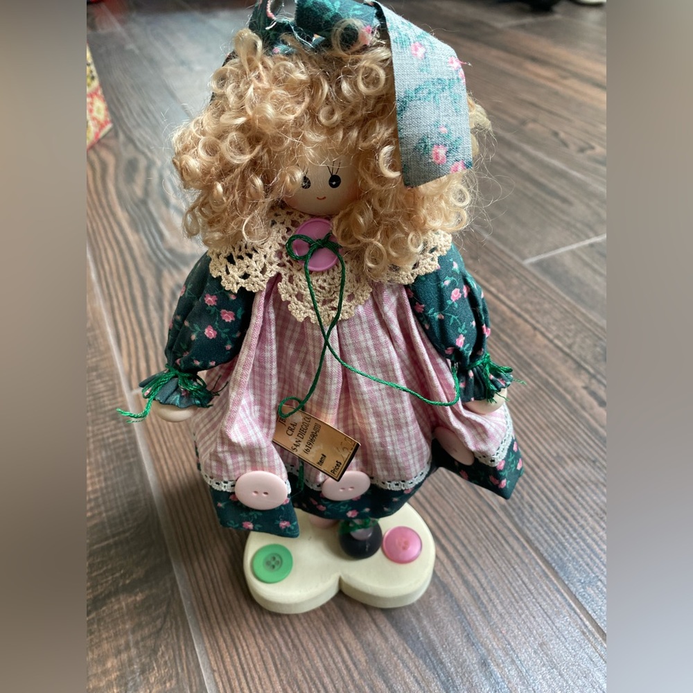 Handmade Fabric/Button Doll- Vintage NWT